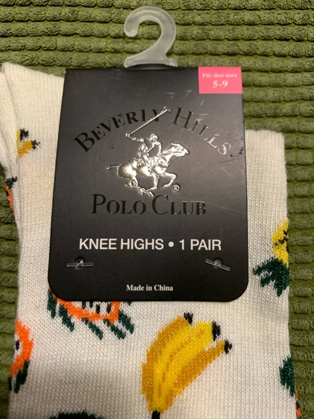 Beverly Hills Polo Club Fruit Print Cream Knee-High Socks